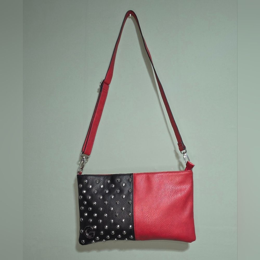 G by Guess Black and Red Studded Crossbody Bag